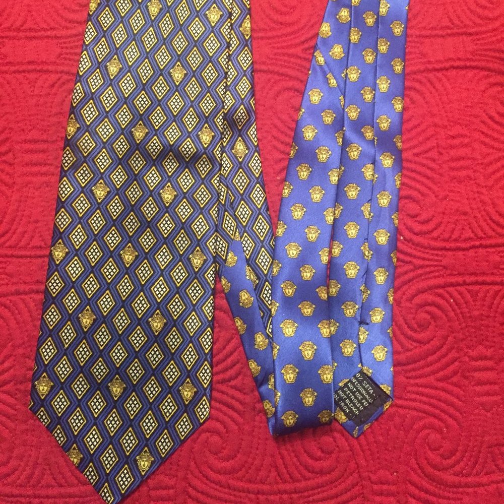 Versace Silk tie, blue and gold
